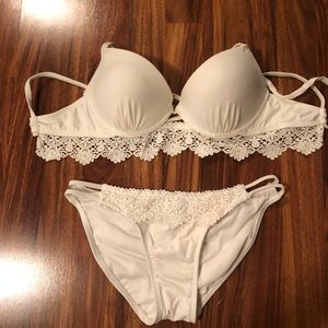 White Xhileration Lace Bikini Set. NEVER WORN